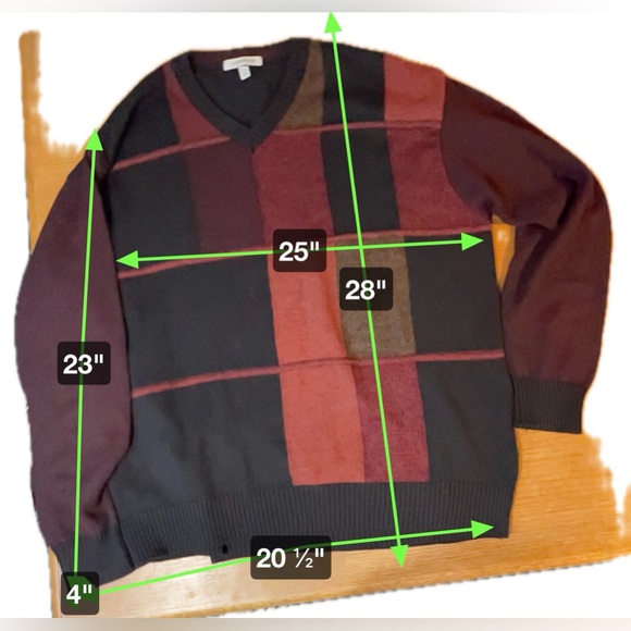 GIO FERRARI Mens Euro 56 XXL V-neck Sweater Merino Wool blend burgundy soft Y2K - Picture 8 of 8